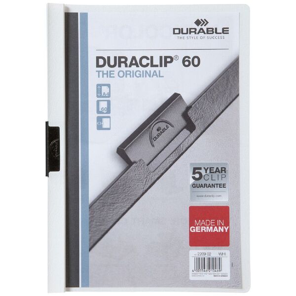 Durable A4 Duraclip 60 Clamp File White