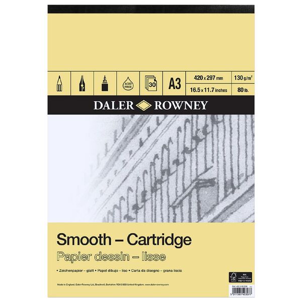 Daler-Rowney Smooth Cartridge Pad 130gsm 30 Sheets A3