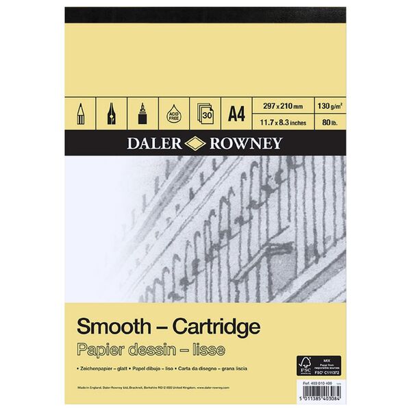 Daler-Rowney Smooth Cartridge Pad 130gsm 30 Sheets A4