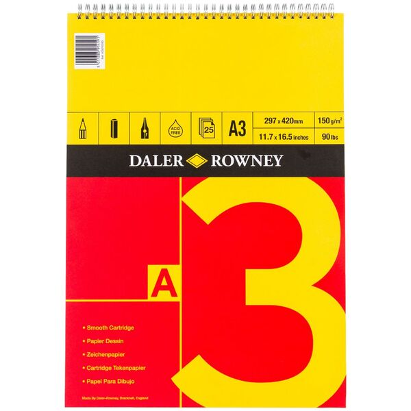 Daler-Rowney Smooth Cartridge Pad 150gsm 25 Sheets A3