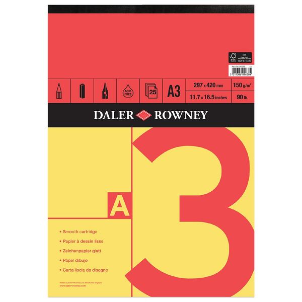 Daler-Rowney Cartridge Pad 150gsm 25 Sheets A3