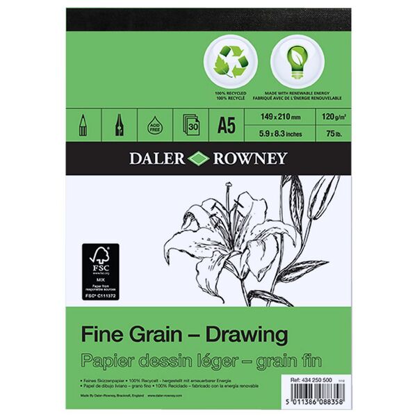 Daler-Rowney Fine Grain Eco Heavyweight Pad 120gsm A5