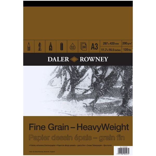 Daler-Rowney Fine Grain Heavyweight Pad 200gsm 30 Sheets A3