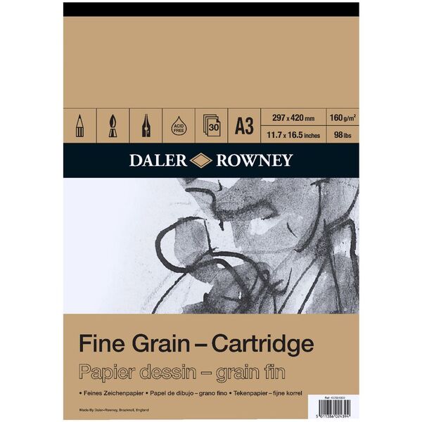 Daler-Rowney Fine Grain Cartridge Pad 160gsm 30 Sheets A3