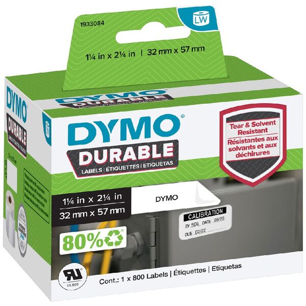 DYMO LW Durable Labels 57 x 32mm White Poly 800 Pack