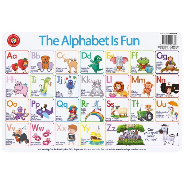 Learning Can Be Fun Alphabet is Fun Double-sided Playmat