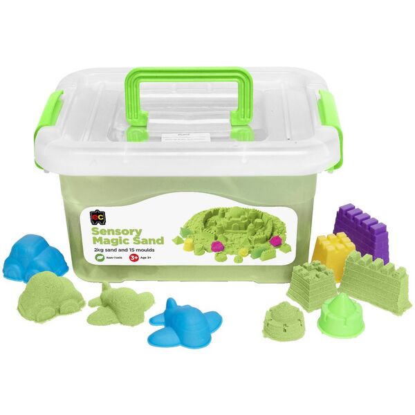 Educational Colours Magic Sand with Moulds Green 2kg