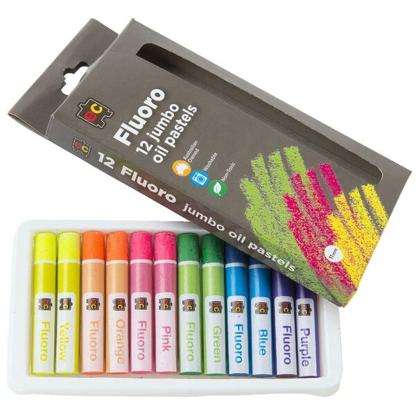 Educational Colours Jumbo Fluoro Oil Pastels 12 Pack