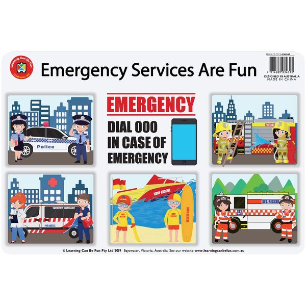 Learning Can Be Fun Emergency Services Are Fun Placemat