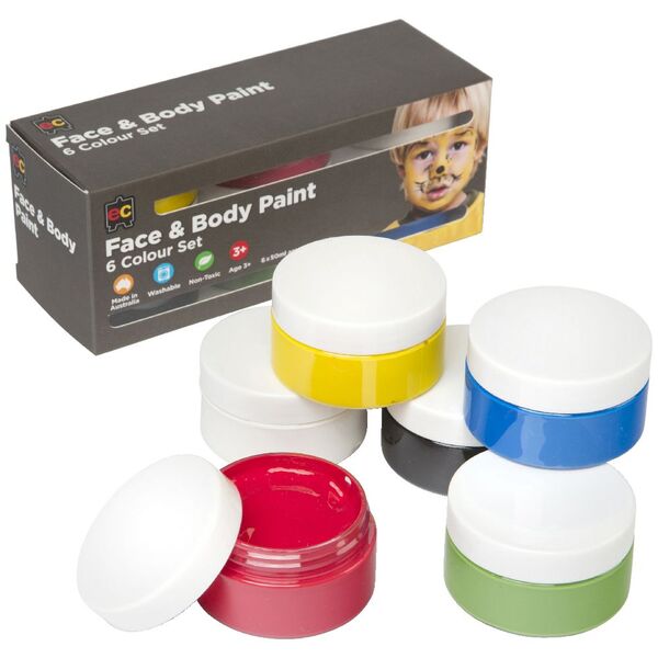 Educational Colours Face And Body Paint 50 mL 6 Pack