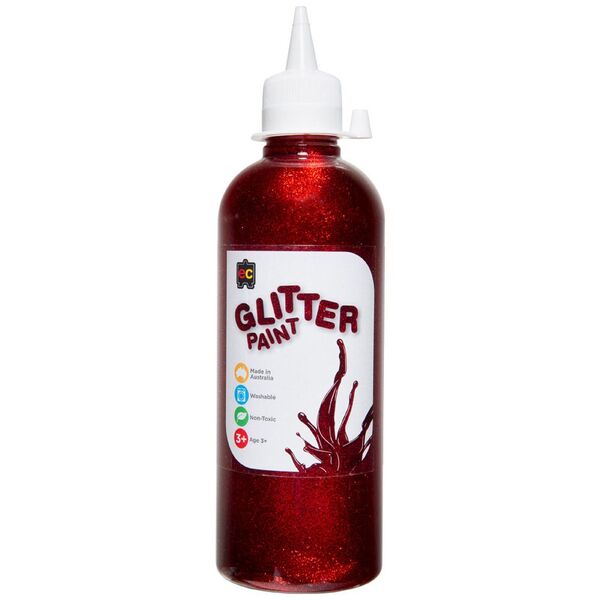 Educational Colours Glitter Paint 500mL Red