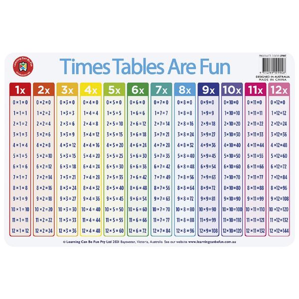 Learning Can Be Fun Timetable Placemat