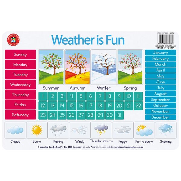 Learning Can Be Fun Weather Placemat