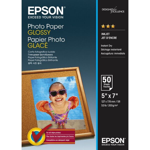 Epson 200gsm 5 x 7 Glossy Photo Paper 50 Sheet Pack