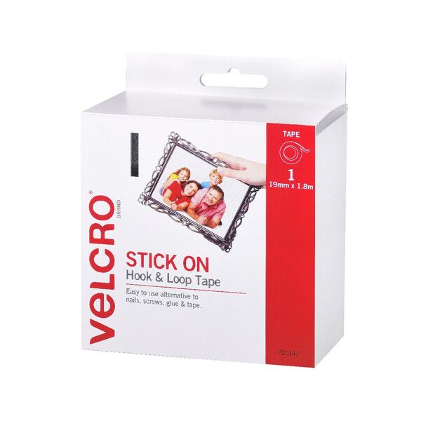 VELCRO Brand 19mm x 1.8m Hook and Loop Stick On Tape White