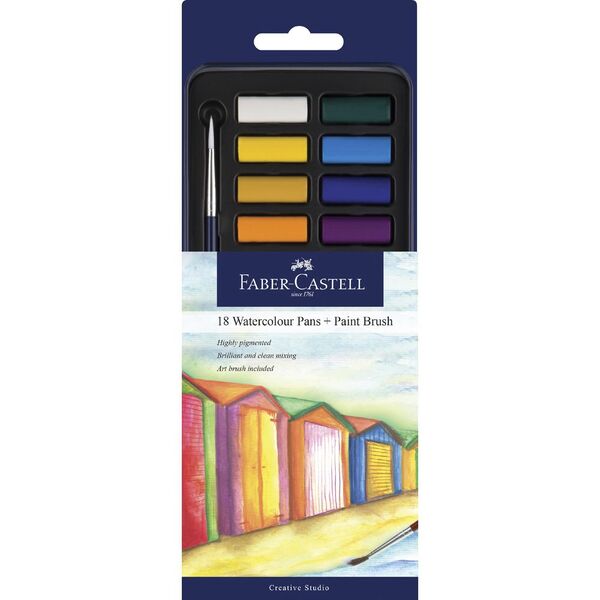 Faber Castell Watercolour Pans And Brush 18 Pack Officeworks - Faber Castell Watercolor Paint Set With Brush