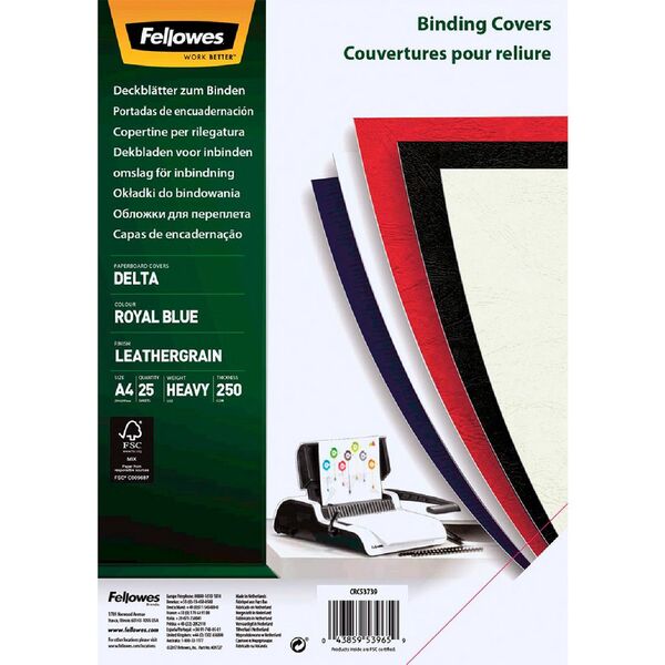 Fellowes Leatherboard Binding Covers A4 Royal Blue 25 Pack
