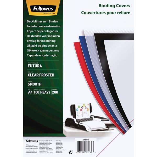 Fellowes Binding Covers A4 280 Microns Frost 100 Pack | Officeworks