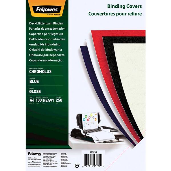Fellowes Gloss Binding Covers A4 Blue 100 Pack