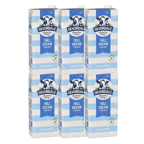 Devondale UHT Full Cream Milk 2L 6 Pack