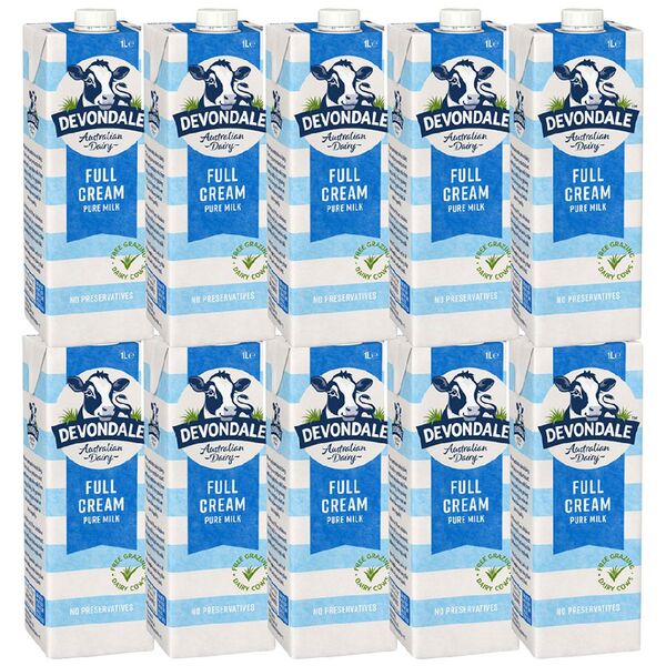 Devondale Full Cream UHT Milk 1L 10 Pack
