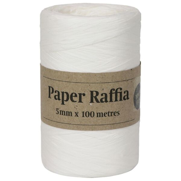 Gift Packaging Paper Raffia 5mm x 100m White