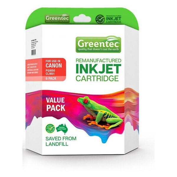 Greentec Canon PGI650 and CLI 651 Black and Colour 6 Ink Pack