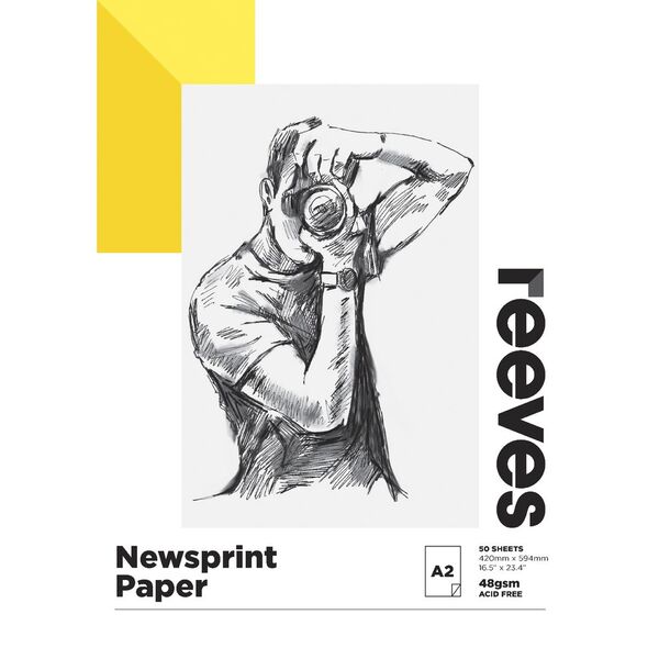 Reeves Newsprint Paper Pad 48gsm 50 Sheets A2