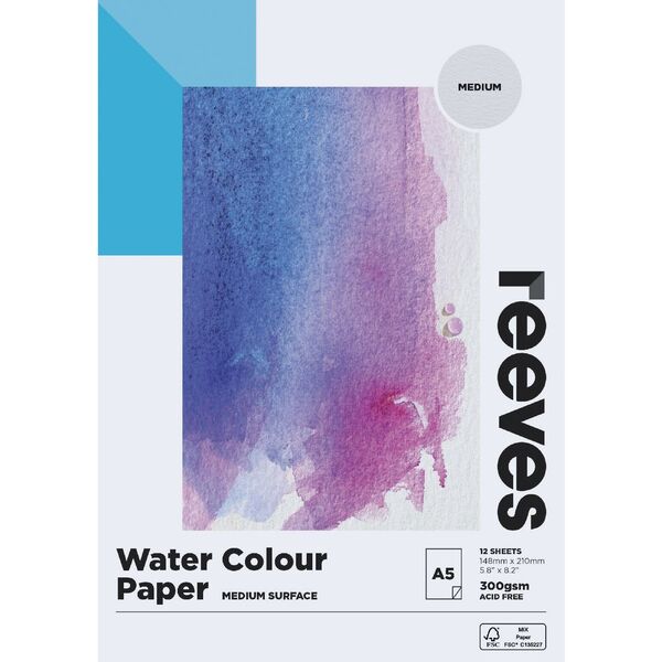 Reeves Watercolour Pad Cold Pressed Med 300gsm 12 Sheets A5