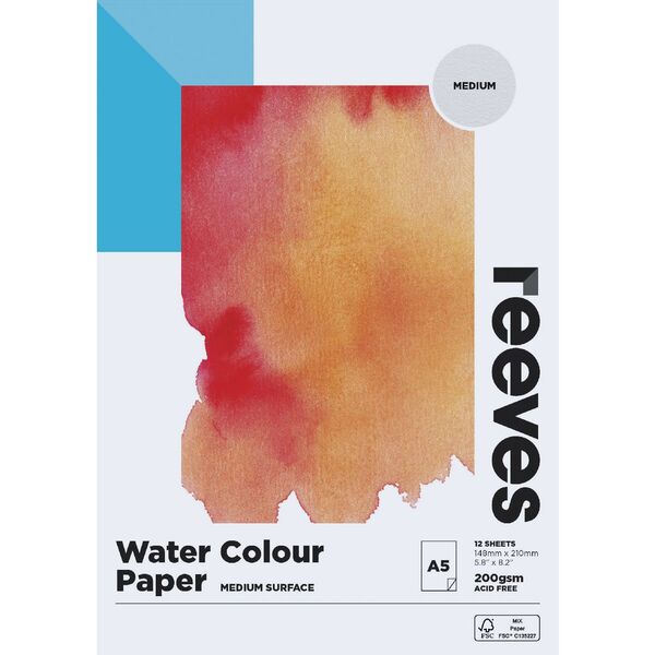 Reeves Watercolour Pad Cold Pressed Med 200gsm 12 Sheets A5