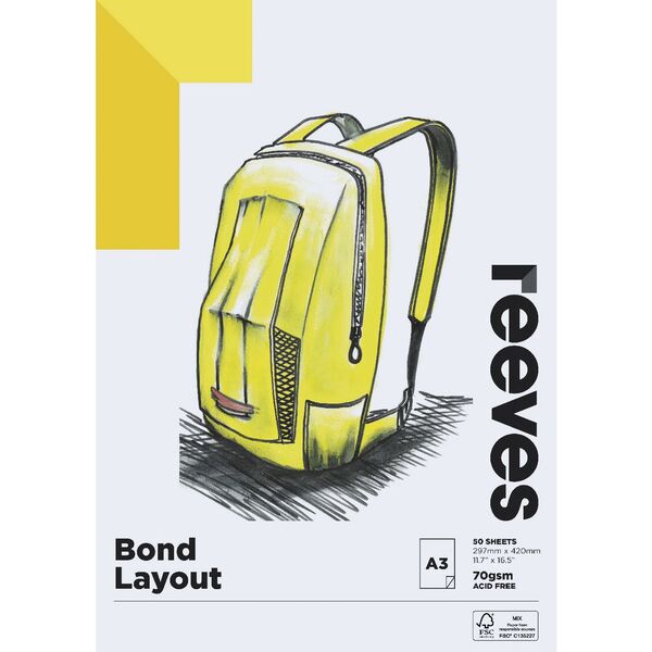 Reeves Bond Layout Pad 70gsm 50 Sheets A3