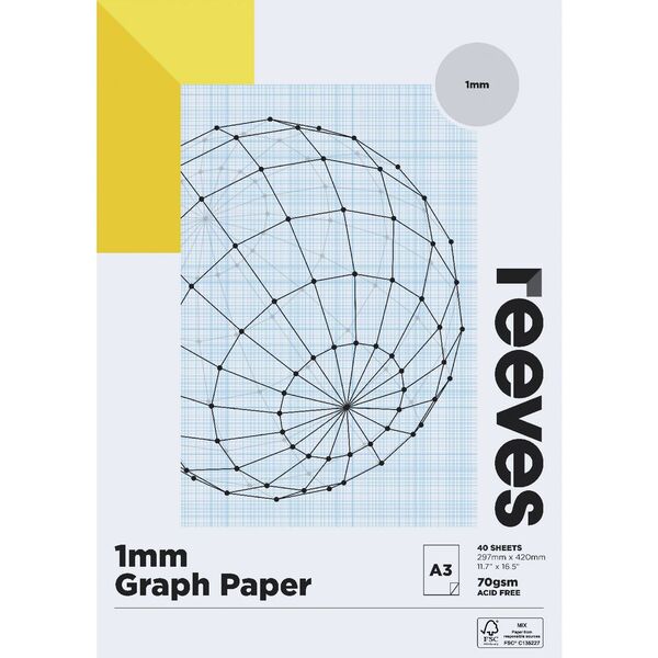Reeves 1mm Graph Pad 70gsm 40 Sheets A3