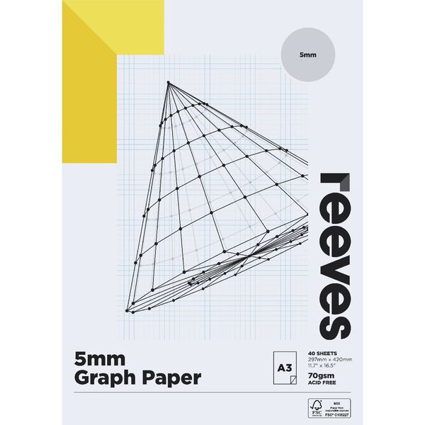 Reeves 5mm Graph Pad 70gsm 40 Sheets A3
