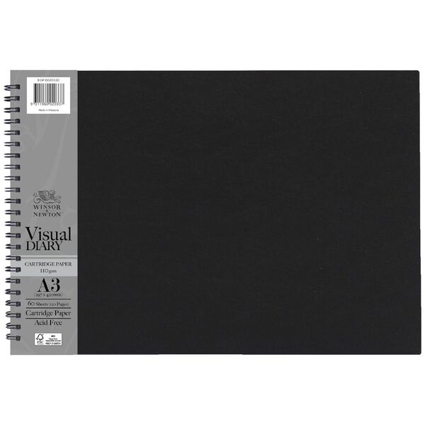 Winsor & Newton A3 Visual Art Diary 110gsm 60 Sheets Black