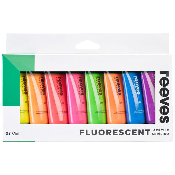 Reeves Acrylic Paint 22mL 8 Pack Fluorescent