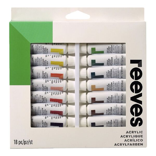 Reeves Acrylic Colour Paint Set 12mL 18 Pack
