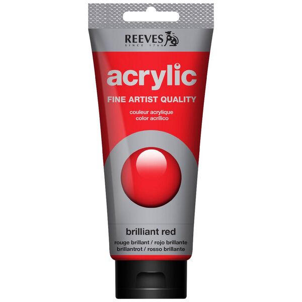 Reeves Artist Acrylic Paint 200mL Brilliant Red