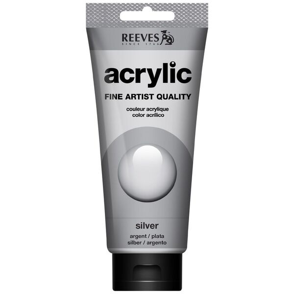 Reeves Artist Acrylic Paint 200mL Silver