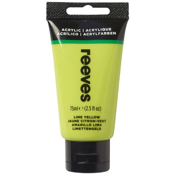 Reeves Artist Acrylic Paint 75mL Lime Yellow