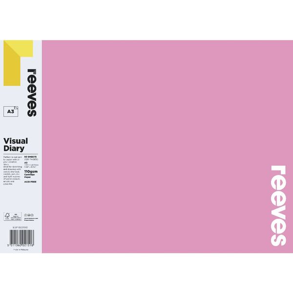 Reeves Visual Art Diary 110gsm 60 Sheets A3 Pink