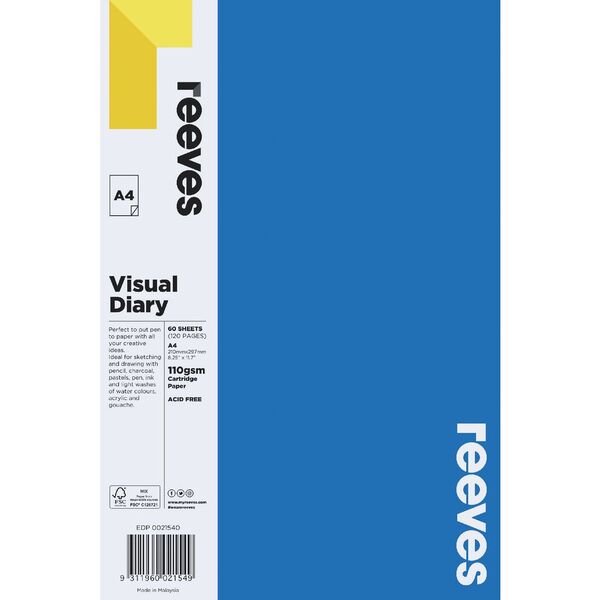 Reeves Visual Art Diary 110gsm 60 Sheets A4 Blue