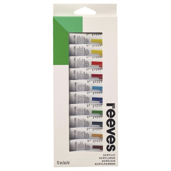 Reeves Acrylic Paint Set 12mL 12 Pack