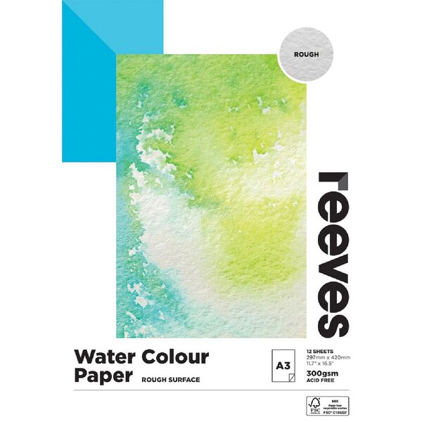 Reeves Watercolour Pad Rough 300gsm 12 Sheets A3