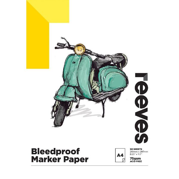 Reeves Bleedproof Paper Pad 70gsm 50 Sheets A4