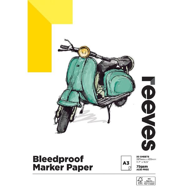 Reeves Bleedproof Paper Pad 70gsm 50 Sheets A3
