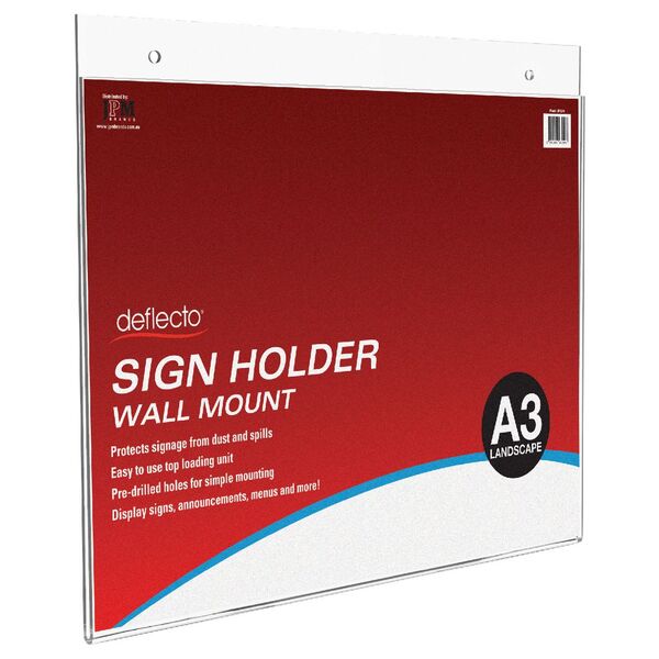 Deflecto Wall Mount A3 Sign Holder Landscape