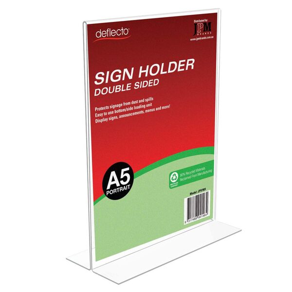 Deflecto Recycled A5 Sign Holder Double Sided Portrait