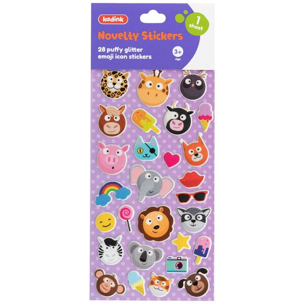 Kadink Puffy Sticker Sheet Glitter Emoji Design