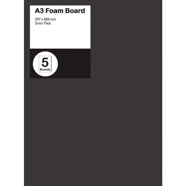 A3 Foam Board 5mm Black 5 Pack
