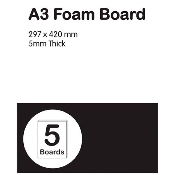 A3 Foam Board 5mm White 5 Pack